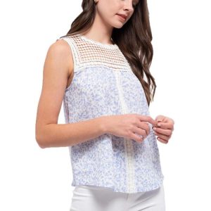 Tendy Style Blu Pepper Women's Lace Yoke Top