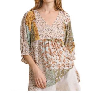 Cheaper Umgee USA Sheer Mixed Top